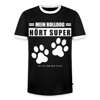 Bulldog - Männer Kontrast-T-Shirt - Schwarz/Weiß - Vorne - AI Model Female 172 light (172cm) & AI Model Male 178 light (178cm)