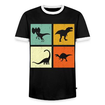 Dino Dinosaurier - Männer Kontrast-T-Shirt - Schwarz/Weiß - Vorne - AI Model Female 172 light (172cm) & AI Model Male 178 light (178cm)