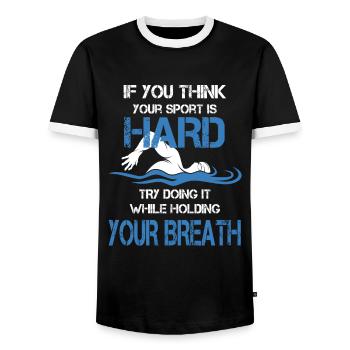 Swimming funny swim Design - T-shirt contrasté Homme - noir/blanc - Devant - AI Model Female 172 light (172cm) & AI Model Male 178 light (178cm)