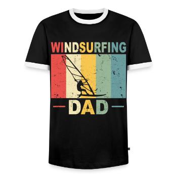 Windsurfing Dad Windsurfer Geschenk Windsurfen - Männer Kontrast-T-Shirt - Schwarz/Weiß - Vorne - AI Model Female 172 light (172cm) & AI Model Male 178 light (178cm)
