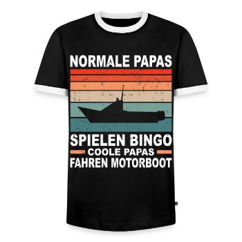 Cooler Papa Boot Geschenk Motorboot Fahren Vater - Männer Kontrast-T-Shirt - Schwarz/Weiß - Vorne - AI Model Female 172 light (172cm) & AI Model Male 178 light (178cm)