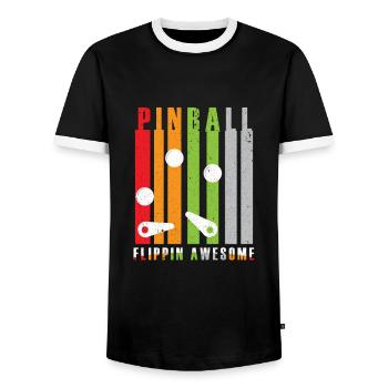 Pinball Pinball Pinball Machine Skill - Men's Ringer Shirt - black/white - Front - AI Model Female 172 light (172cm) & AI Model Male 178 light (178cm)
