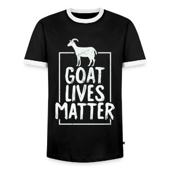 Goat Lives Matter - Männer Kontrast-T-Shirt - Schwarz/Weiß - Vorne - AI Model Female 172 light (172cm) & AI Model Male 178 light (178cm)