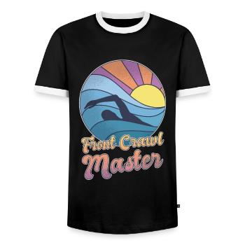 Kraul Master Swimmer Swimming - Men's Ringer Shirt - black/white - Front - AI Model Female 172 light (172cm) & AI Model Male 178 light (178cm)