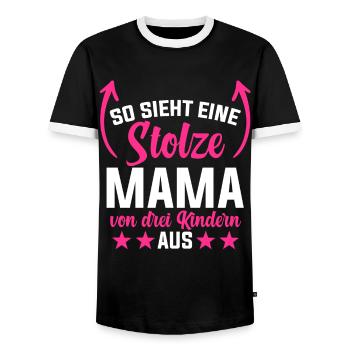 So Sieht Eine Stolze Mama Von Drei Kindern Aus - Männer Kontrast-T-Shirt - Schwarz/Weiß - Vorne - AI Model Female 172 light (172cm) & AI Model Male 178 light (178cm)