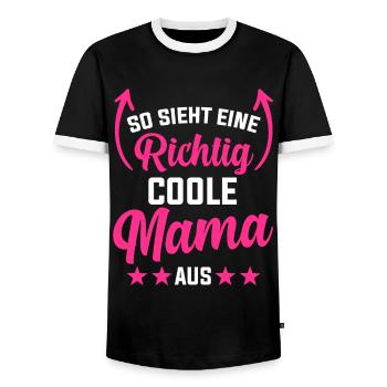 So Sieht eine Richtig Coole Mama Aus - Männer Kontrast-T-Shirt - Schwarz/Weiß - Vorne - AI Model Female 172 light (172cm) & AI Model Male 178 light (178cm)
