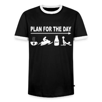 Snowmobile snowmobile - Skidoo daily schedule - Men's Ringer Shirt - black/white - Front - AI Model Female 172 light (172cm) & AI Model Male 178 light (178cm)