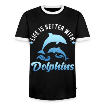 Delfin - Männer Kontrast-T-Shirt - Schwarz/Weiß - Vorne - AI Model Female 172 light (172cm) & AI Model Male 178 light (178cm)