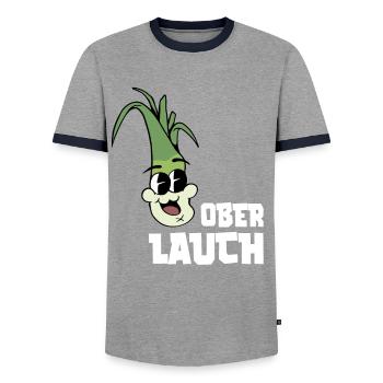 Ober Lauch - Fitness Gym Lauch Witz - Männer Kontrast-T-Shirt - Grau/Navy  - Vorne - AI Model Female 172 light (172cm) & AI Model Male 178 light (178cm)