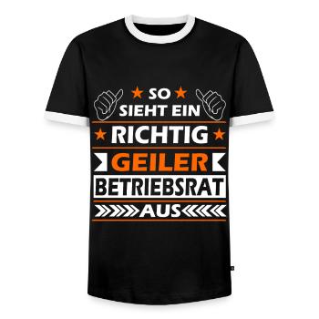 So sieht ein geiler Betriebsrat aus - Männer Kontrast-T-Shirt - Schwarz/Weiß - Vorne - AI Model Female 172 light (172cm) & AI Model Male 178 light (178cm)