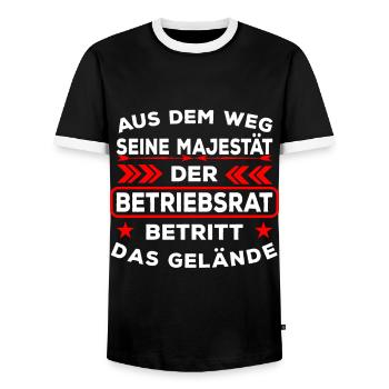 Seine Majestät der Betriebsrat - Männer Kontrast-T-Shirt - Schwarz/Weiß - Vorne - AI Model Female 172 light (172cm) & AI Model Male 178 light (178cm)