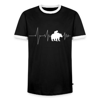 papa fils ours battement de cœur cadeau de fête des pères - T-shirt contrasté Homme - noir/blanc - Devant - AI Model Female 172 light (172cm) & AI Model Male 178 light (178cm)