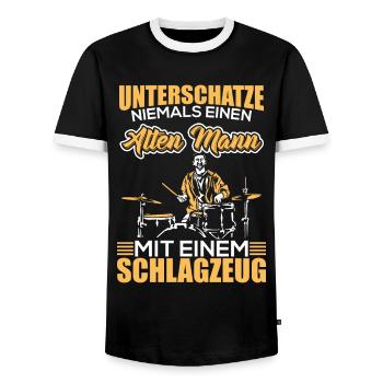 Schlagzeug Schlagzeuger Schlagzeug Sticks Musik - Männer Kontrast-T-Shirt - Schwarz/Weiß - Vorne - AI Model Female 172 light (172cm) & AI Model Male 178 light (178cm)