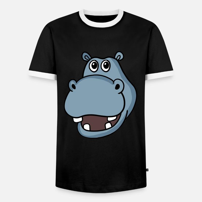 Nilpferd Kopf - Männer Kontrast-T-Shirt - Schwarz/Weiß
