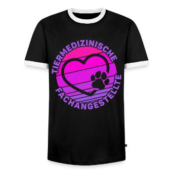Tierarzthelferin Tiermedizinische Fachangestellte - Männer Kontrast-T-Shirt - Schwarz/Weiß - Vorne - AI Model Female 172 light (172cm) & AI Model Male 178 light (178cm)