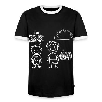 Papa De quoi sont faits les nuages ? - T-shirt contrasté Homme - noir/blanc - Devant - AI Model Female 172 light (172cm) & AI Model Male 178 light (178cm)