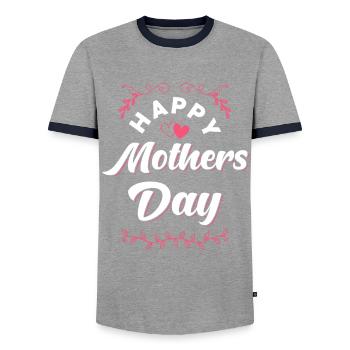 Fête des Mères - T-shirt contrasté Homme - gris/marine  - Devant - AI Model Female 172 light (172cm) & AI Model Male 178 light (178cm)