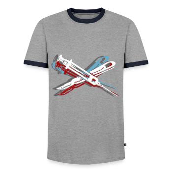 Chirurg - Männer Kontrast-T-Shirt - Grau/Navy  - Vorne - AI Model Female 172 light (172cm) & AI Model Male 178 light (178cm)