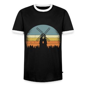 Winde-moulin Pays-Bas Énergie éolienne - T-shirt contrasté Homme - noir/blanc - Devant - AI Model Female 172 light (172cm) & AI Model Male 178 light (178cm)