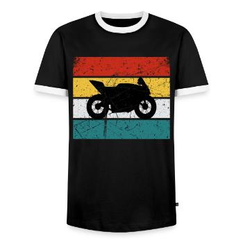 Motorcycle Biker Motorcycles Cross - Men's Ringer Shirt - black/white - Front - AI Model Female 172 light (172cm) & AI Model Male 178 light (178cm)