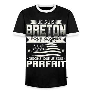 Je Suis Breton Humour - T-shirt contrasté Homme - noir/blanc - Devant - AI Model Female 172 light (172cm) & AI Model Male 178 light (178cm)