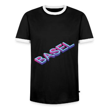Basel - Männer Kontrast-T-Shirt - Schwarz/Weiß - Vorne - AI Model Female 172 light (172cm) & AI Model Male 178 light (178cm)