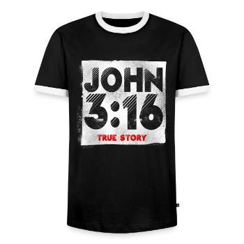 Religion biblique chrétienne - T-shirt contrasté Homme - noir/blanc - Devant - AI Model Female 172 light (172cm) & AI Model Male 178 light (178cm)