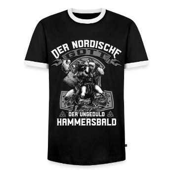 Wikinger Hammersbald Viking Odin Thor Mjölnir - Männer Kontrast-T-Shirt - Schwarz/Weiß - Vorne - AI Model Female 172 light (172cm) & AI Model Male 178 light (178cm)