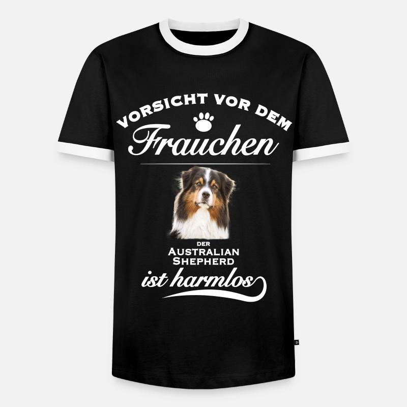 Aussie - Aussie Hund - Australian Shepherd - Männer Kontrast-T-Shirt - Schwarz/Weiß