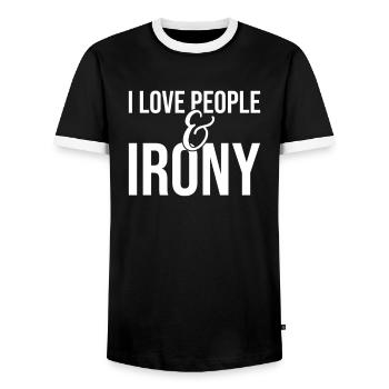 I hate people - Men's Ringer Shirt - black/white - Front - AI Model Female 172 light (172cm) & AI Model Male 178 light (178cm)