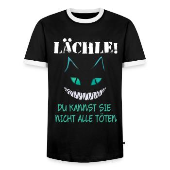 Lächle Du Kannst Sie Nicht Alle Töten - Männer Kontrast-T-Shirt - Schwarz/Weiß - Vorne - AI Model Female 172 light (172cm) & AI Model Male 178 light (178cm)