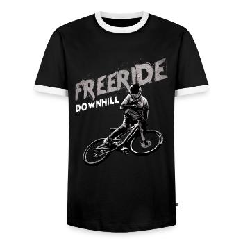 Freeride Downhill VTT cadeau - T-shirt contrasté Homme - noir/blanc - Devant - AI Model Female 172 light (172cm) & AI Model Male 178 light (178cm)
