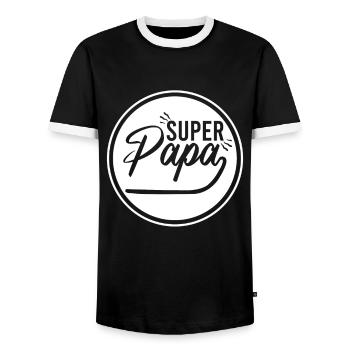 superpapa - T-shirt contrasté Homme - noir/blanc - Devant - AI Model Female 172 light (172cm) & AI Model Male 178 light (178cm)