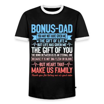 Bonus Dad Fathers Day - Männer Kontrast-T-Shirt - Schwarz/Weiß - Vorne - AI Model Female 172 light (172cm) & AI Model Male 178 light (178cm)