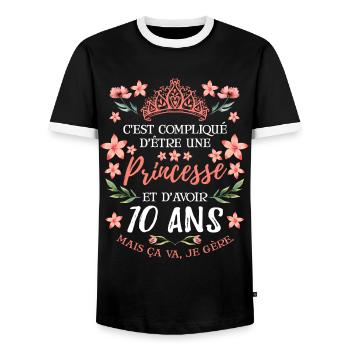 Anniv Fille 10 ans Anniversaire Humour - T-shirt contrasté Homme - noir/blanc - Devant - AI Model Female 172 light (172cm) & AI Model Male 178 light (178cm)