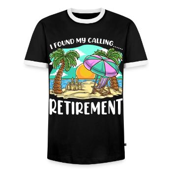 Ruhestand Strand Urlaub Rente Palmen Sonne Meer - Männer Kontrast-T-Shirt - Schwarz/Weiß - Vorne - AI Model Female 172 light (172cm) & AI Model Male 178 light (178cm)