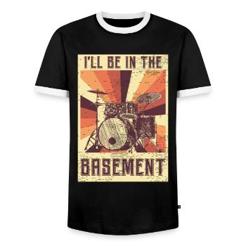 batterie baguettes batteurs batteur - T-shirt contrasté Homme - noir/blanc - Devant - AI Model Female 172 light (172cm) & AI Model Male 178 light (178cm)
