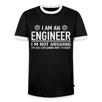 Engineering - I Am An Engineer I'm Not Arguing - T-shirt contrasté Homme - noir/blanc - Devant - AI Model Female 172 light (172cm) & AI Model Male 178 light (178cm)