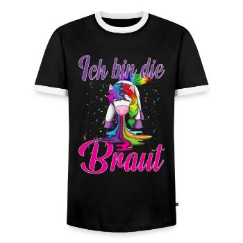 Ich bin die Braut Fabel Einhorn Hochzeit Party Fan - Männer Kontrast-T-Shirt - Schwarz/Weiß - Vorne - AI Model Female 172 light (172cm) & AI Model Male 178 light (178cm)