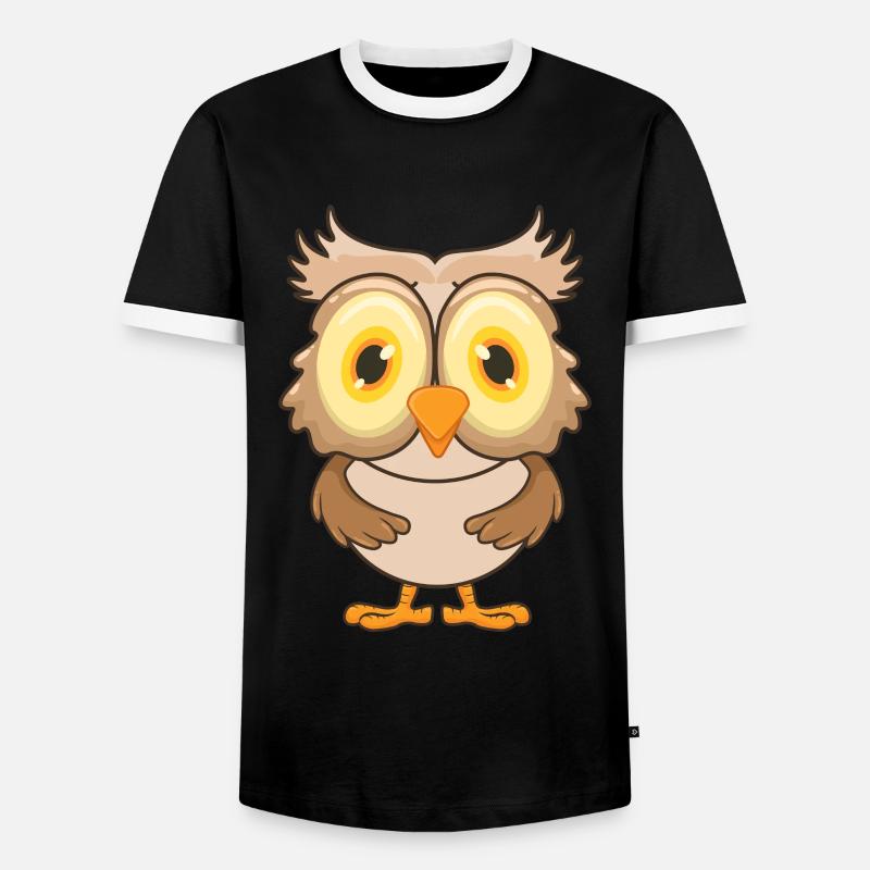 Eule - Männer Kontrast-T-Shirt - Schwarz/Weiß