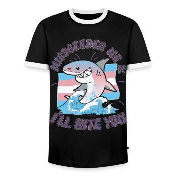 Transgenre Genderqueer Requin Requin - T-shirt contrasté Homme - noir/blanc - Devant - AI Model Female 172 light (172cm) & AI Model Male 178 light (178cm)
