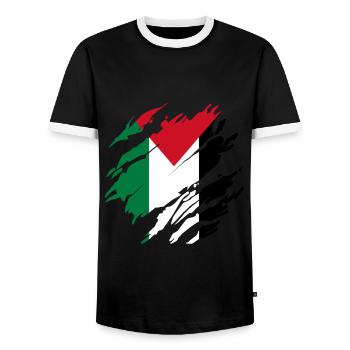 Gaza Palestine Drapeau palestinien - T-shirt contrasté Homme - noir/blanc - Devant - AI Model Female 172 light (172cm) & AI Model Male 178 light (178cm)