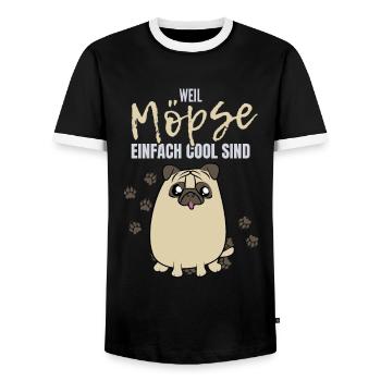 Mops Möpse Lustiger Spruch Möpse Hund Haustier Fun - Männer Kontrast-T-Shirt - Schwarz/Weiß - Vorne - AI Model Female 172 light (172cm) & AI Model Male 178 light (178cm)