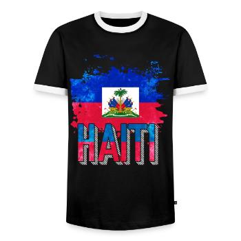 Haïti vacances drapeau Haïti - T-shirt contrasté Homme - noir/blanc - Devant - AI Model Female 172 light (172cm) & AI Model Male 178 light (178cm)