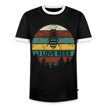 I Love Bee's Honey Beekeeper Beekeeper Friends - Men's Ringer Shirt - black/white - Front - AI Model Female 172 light (172cm) & AI Model Male 178 light (178cm)