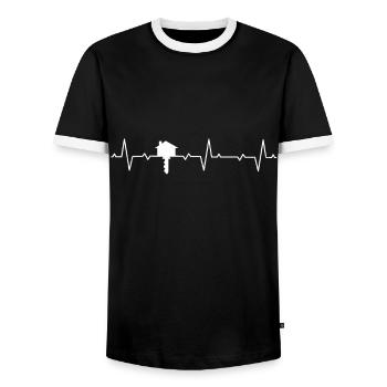 Hausmeister Hauswart Hausbetreuer Herzschlag - Männer Kontrast-T-Shirt - Schwarz/Weiß - Vorne - AI Model Female 172 light (172cm) & AI Model Male 178 light (178cm)