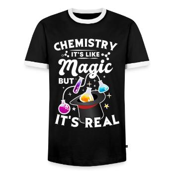 chemistry - Men's Ringer Shirt - black/white - Front - AI Model Female 172 light (172cm) & AI Model Male 178 light (178cm)