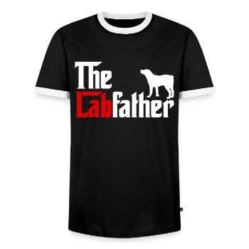 Labrador Retriever Funny The Labfather - Men's Ringer Shirt - black/white - Front - AI Model Female 172 light (172cm) & AI Model Male 178 light (178cm)