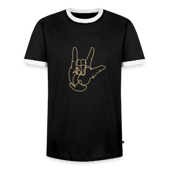 I love you Gebärdensprache - Männer Kontrast-T-Shirt - Schwarz/Weiß - Vorne - AI Model Female 172 light (172cm) & AI Model Male 178 light (178cm)