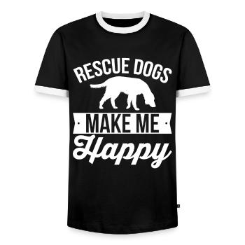 Refuge chien Sauvetage animaux Refuge pour chiens - T-shirt contrasté Homme - noir/blanc - Devant - AI Model Female 172 light (172cm) & AI Model Male 178 light (178cm)